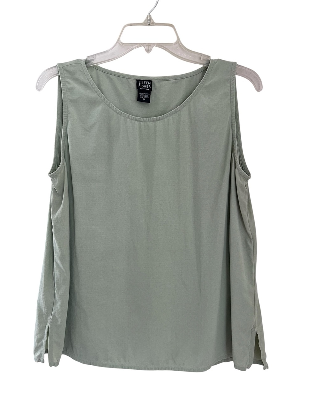 Eileen Fisher Vintage 100% Silk Shell Women’s M Green Minimalist Elevated Basics